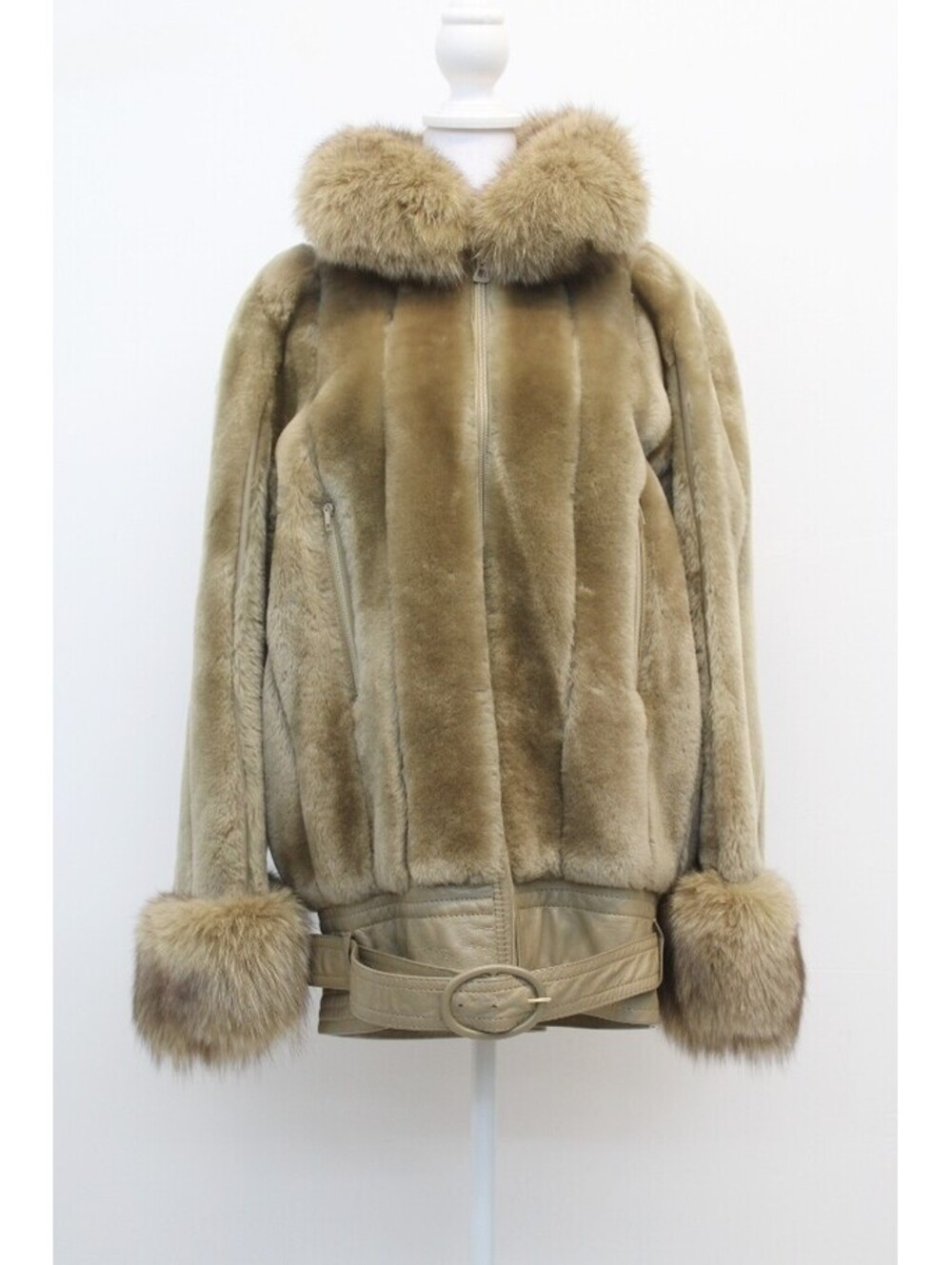 CHRISTIAN DIOR EXCELLENT BEIGE LAMB FUR COAT JACKET WOMEN WOMAN SIZE 4-6